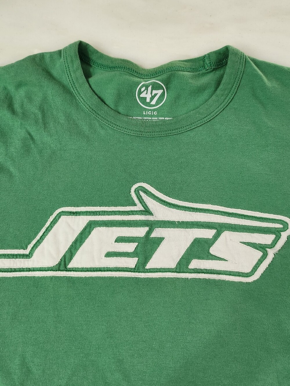 '47 Green Jets Throwback Logo Short Sleeve Tee size Large